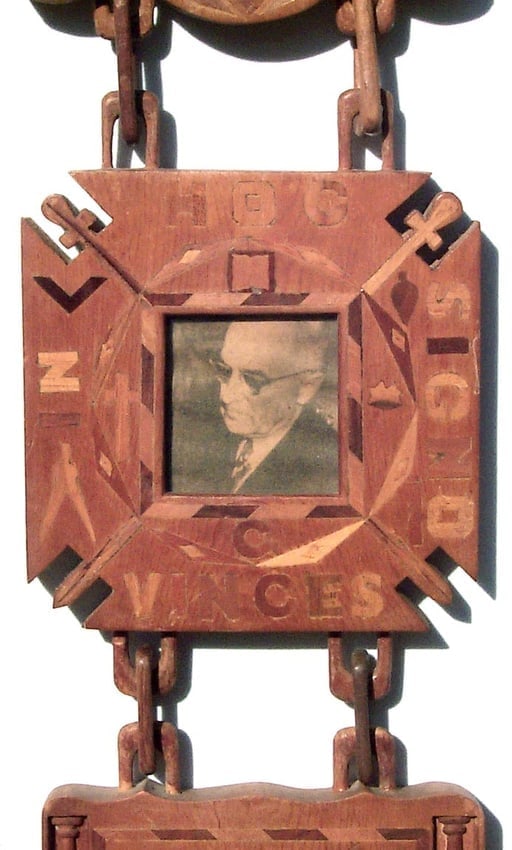 Extraordinary, one of a kind fraternal marquetry whimsey - 5