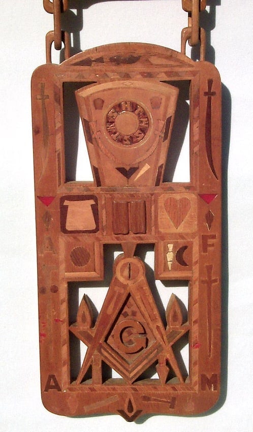 Extraordinary, one of a kind fraternal marquetry whimsey - 6