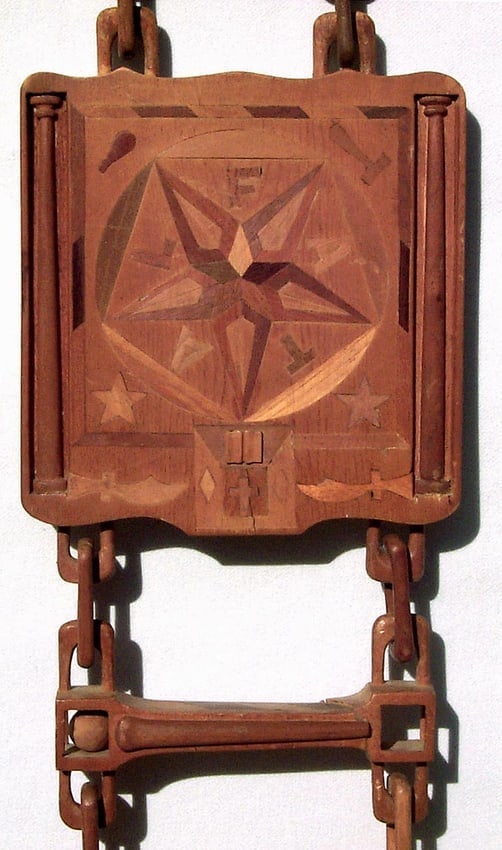 Extraordinary, one of a kind fraternal marquetry whimsey - 7