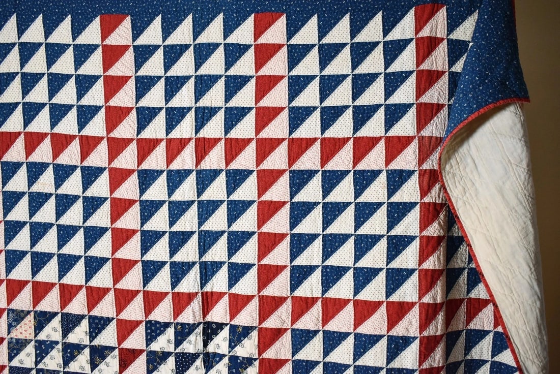 1890's Red, White & Blue Quilt - 12