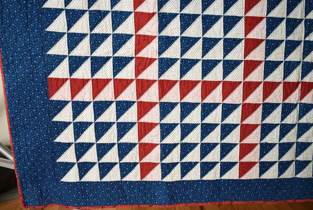 1890's Red, White & Blue Quilt - 7