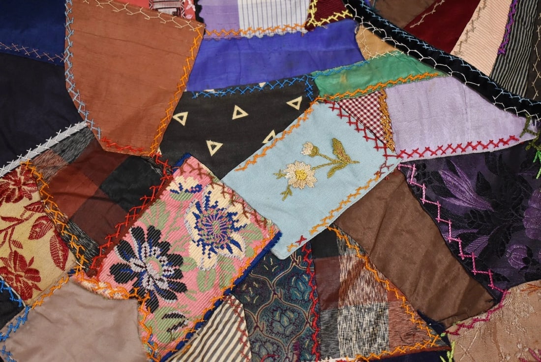 1880's Victorian Silk Crazy Quilt - 10