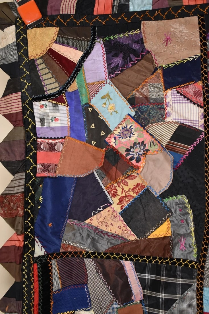 1880's Victorian Silk Crazy Quilt - 4