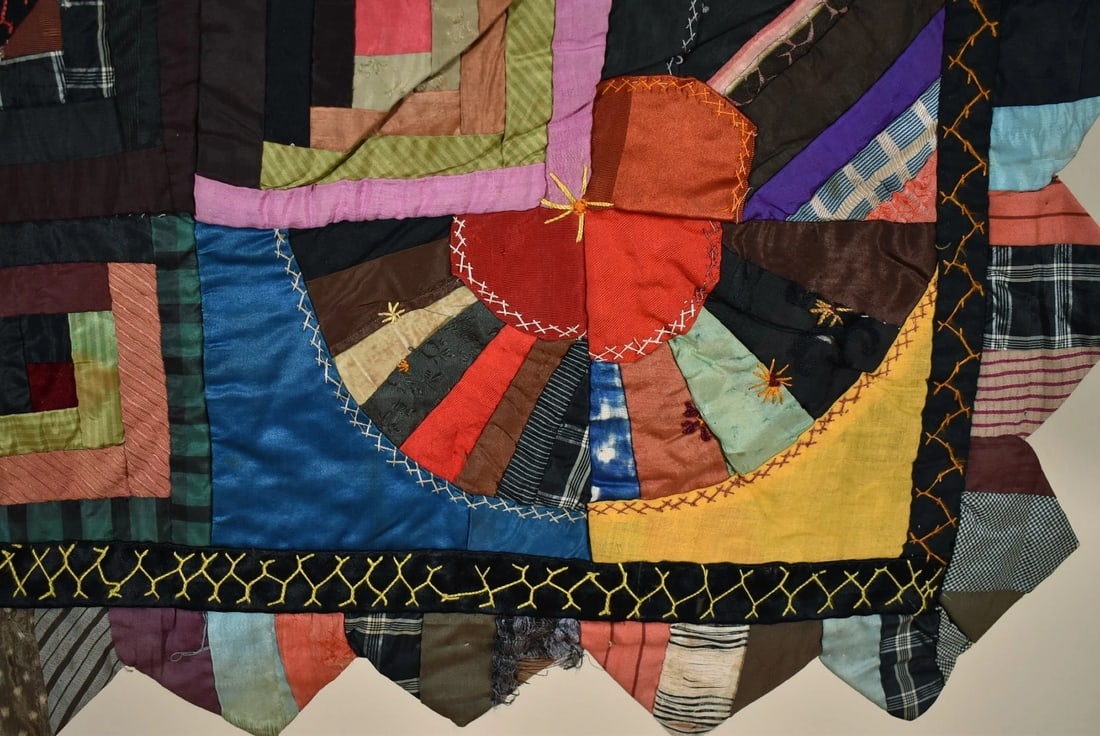 1880's Victorian Silk Crazy Quilt - 5