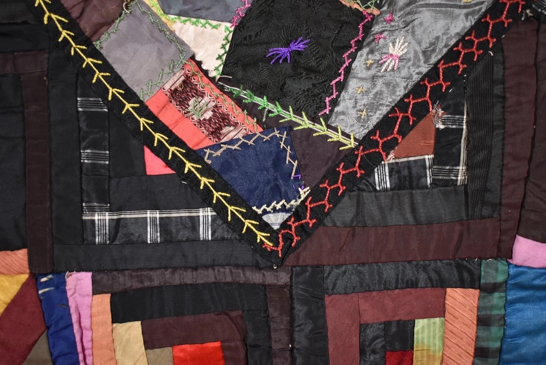 1880's Victorian Silk Crazy Quilt - 6