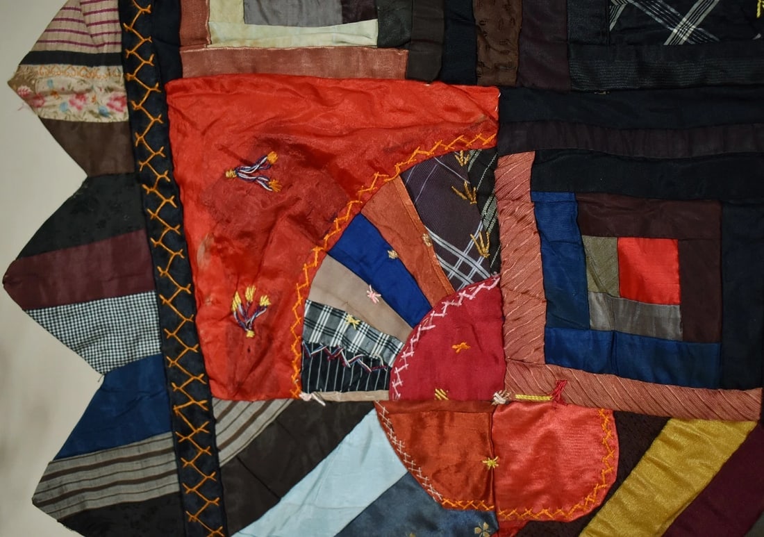 1880's Victorian Silk Crazy Quilt - 7
