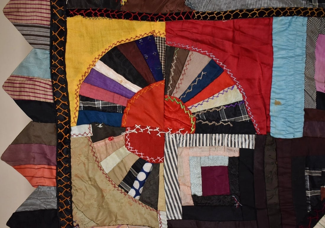 1880's Victorian Silk Crazy Quilt - 9