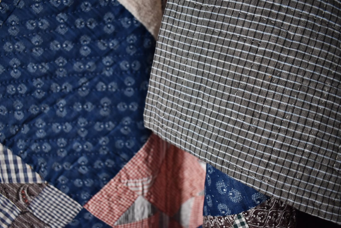 1880's Stars Quilt, Indigo Blue Ground - 12