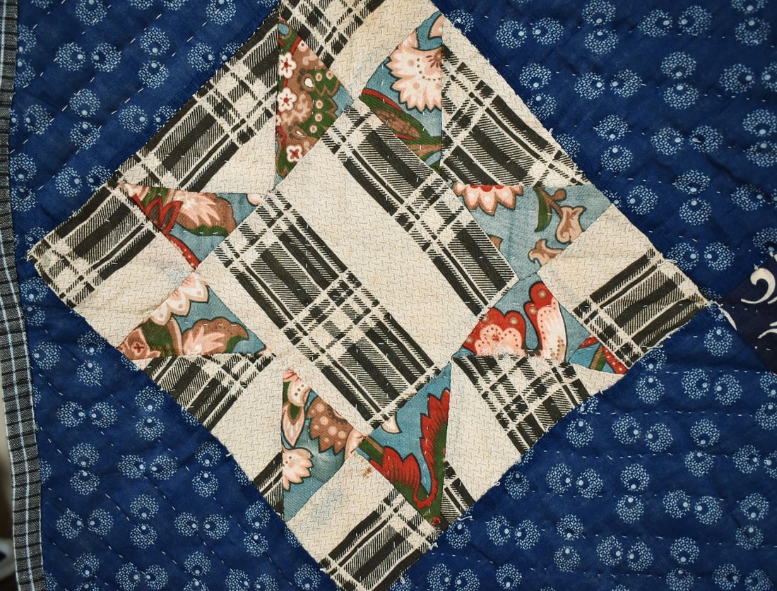 1880's Stars Quilt, Indigo Blue Ground - 5