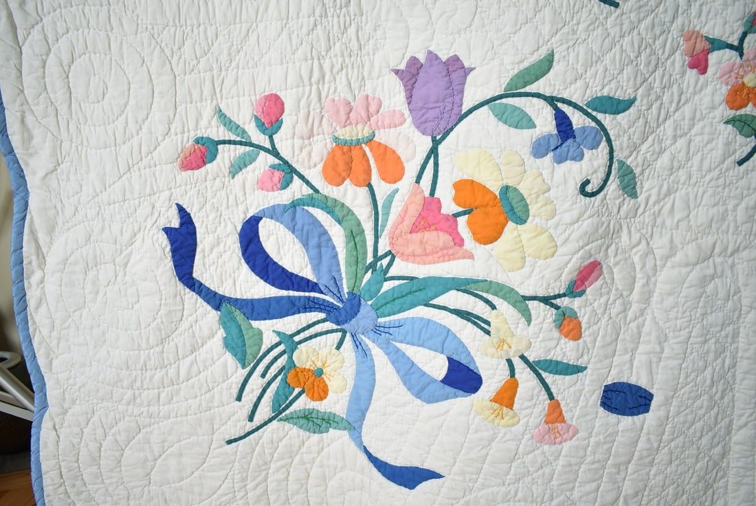 30's Floral Bouquet Applique Quilt - 3