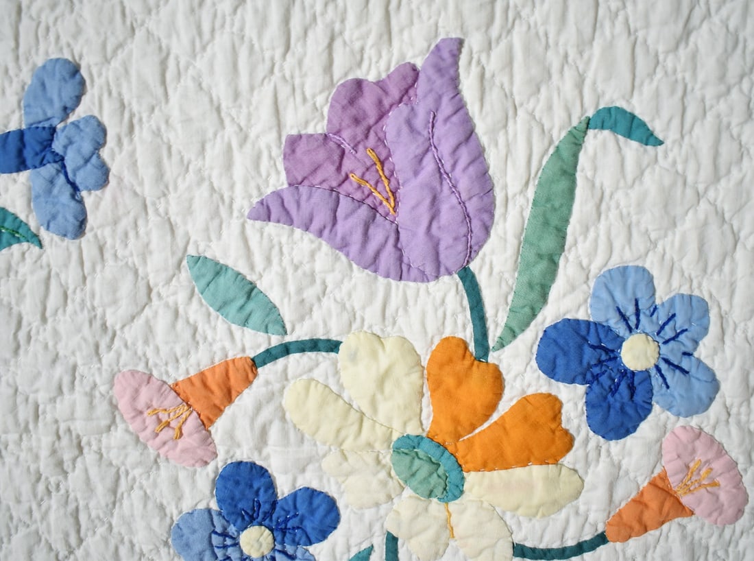 30's Floral Bouquet Applique Quilt - 4