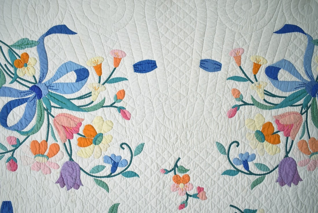 30's Floral Bouquet Applique Quilt - 6