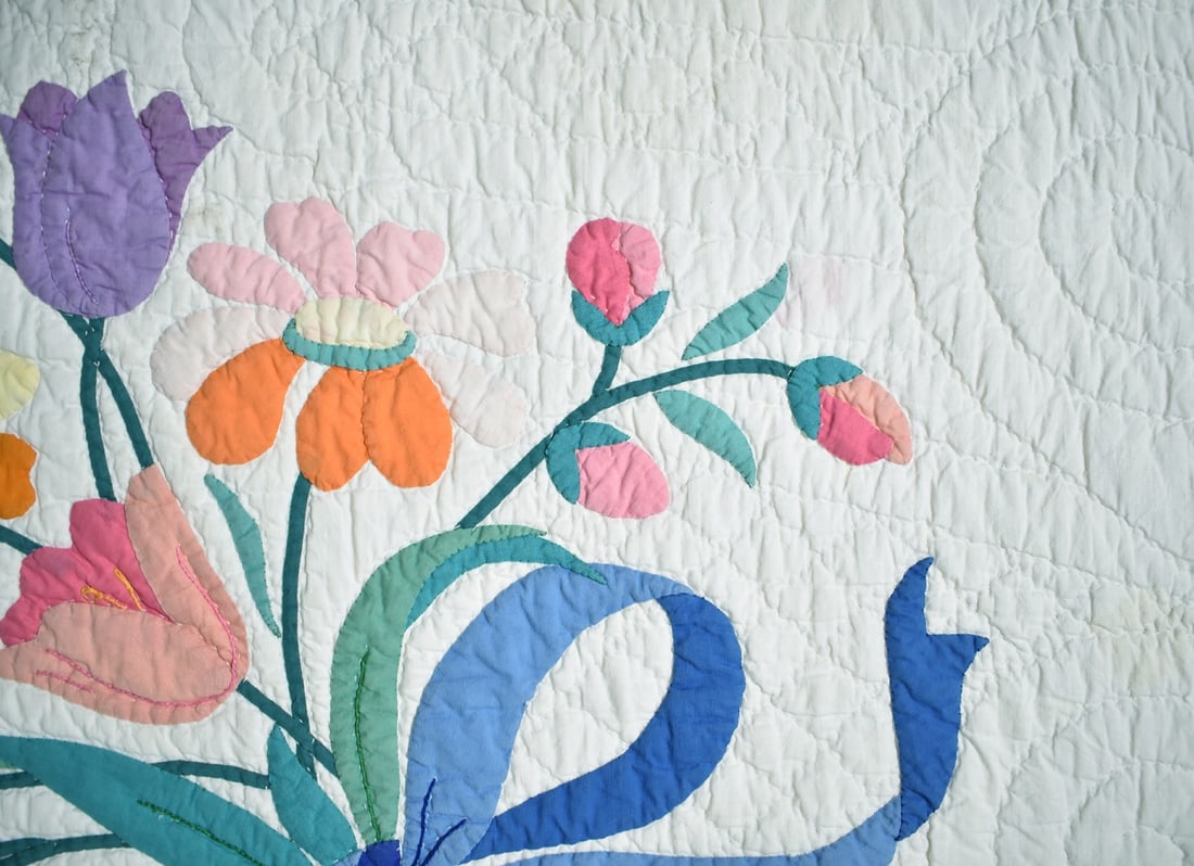 30's Floral Bouquet Applique Quilt - 7