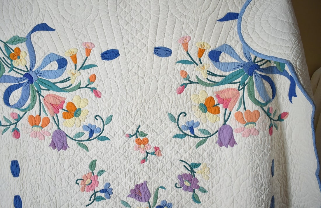 30's Floral Bouquet Applique Quilt - 8