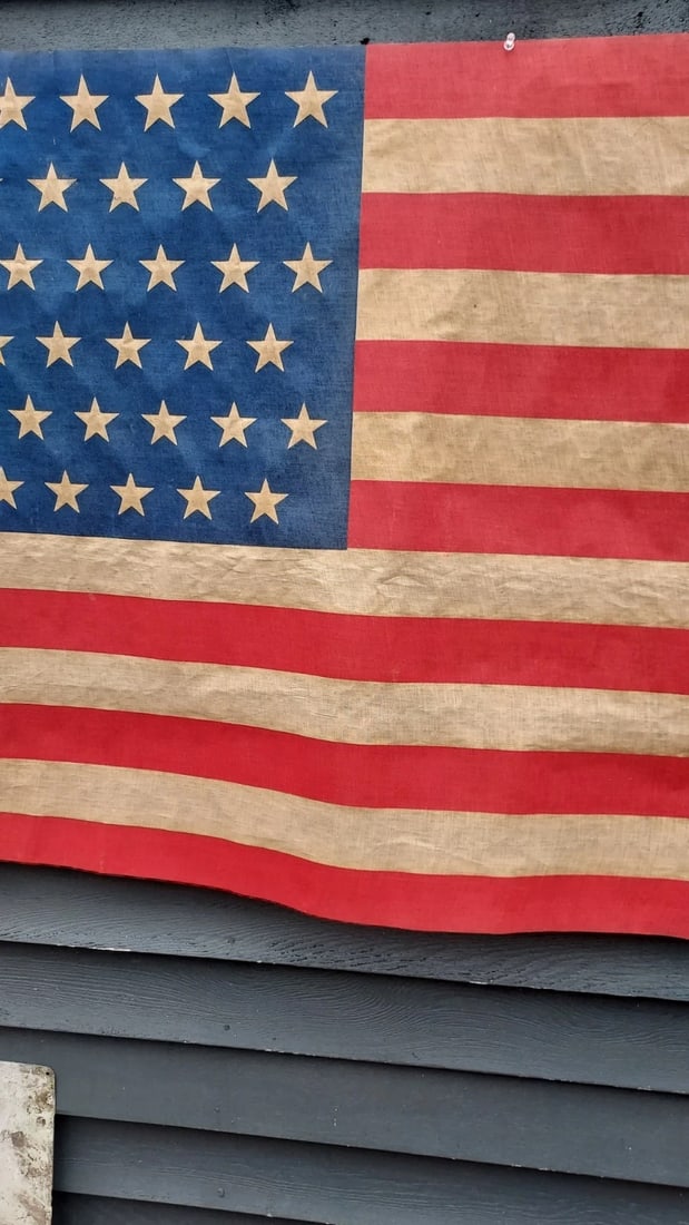 45 Star Parade Flag 34 x 54" rare size Starched Muslin excellent (1 of 4)