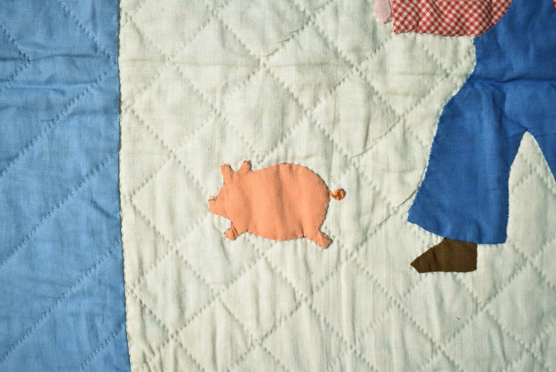30's Child's Pictorial Crib Quilt, Animals - 8