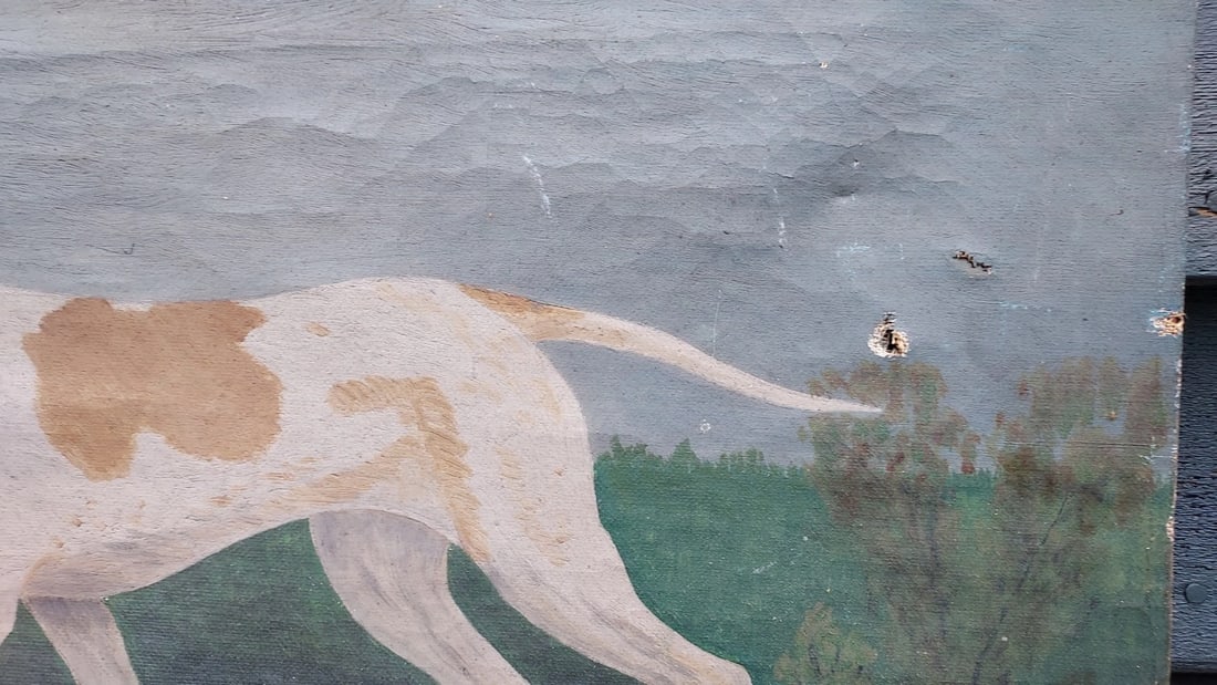 Folk Art Dog 19th Century Oil Painting 13 x 19" - 3
