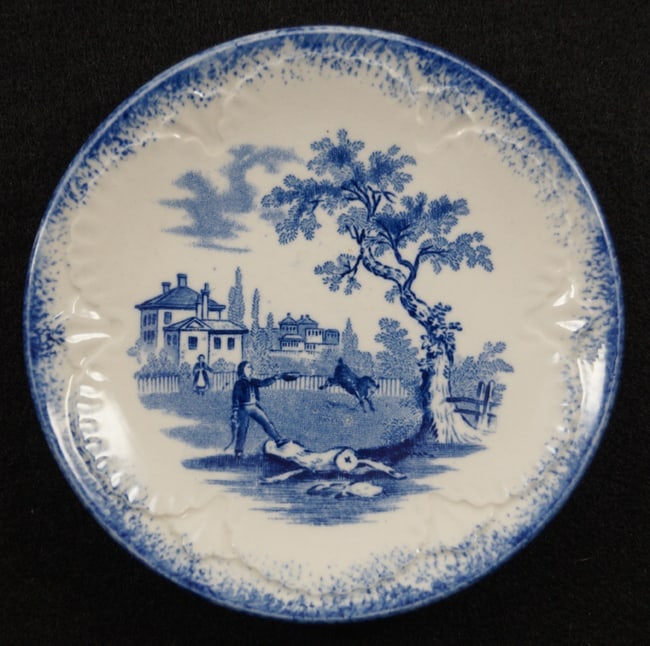 Child's Blue China Plate 4 5/8" #9: Title: Child's Blue China Plate 4 5/8" #9 Dimension: 4 5/8" diameter. Date: Ca. 1894-1902 Additional Information: Antique Children's China Blue Plate by Ridgway (William Ridgway, son & Co.). Made in