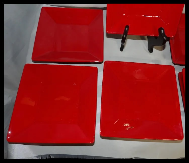 Waechtersbach Fun Factory Red-Cherry Set of 6 Square Salad Plates 7" GERMANY - 5