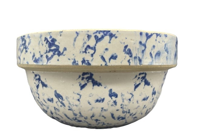 Antique Spongeware Mixing Bowl Crock (1 of 8)