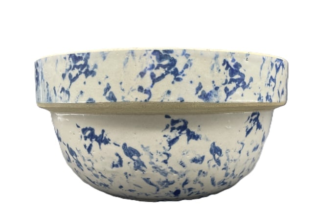 Antique Spongeware Mixing Bowl Crock - 8
