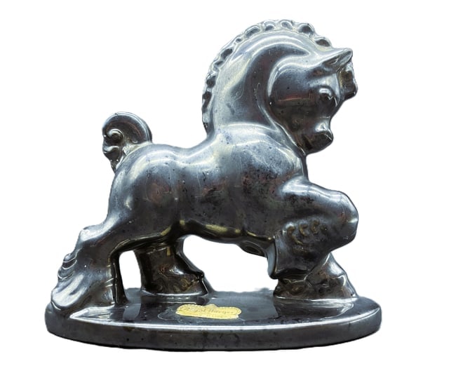 Vintage Royal Haeger Horse R402 Figurine Black Nickel Statue - 2