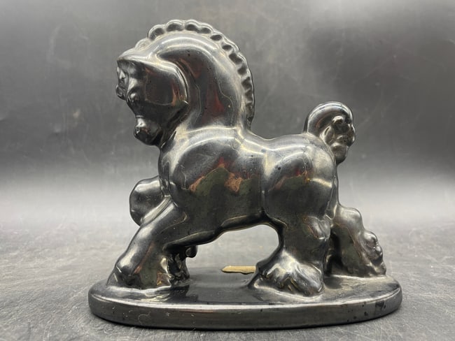 Vintage Royal Haeger Horse R402 Figurine Black Nickel Statue - 4
