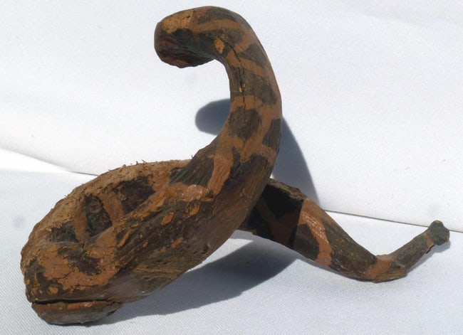 A carved and painted folk art snake - 4