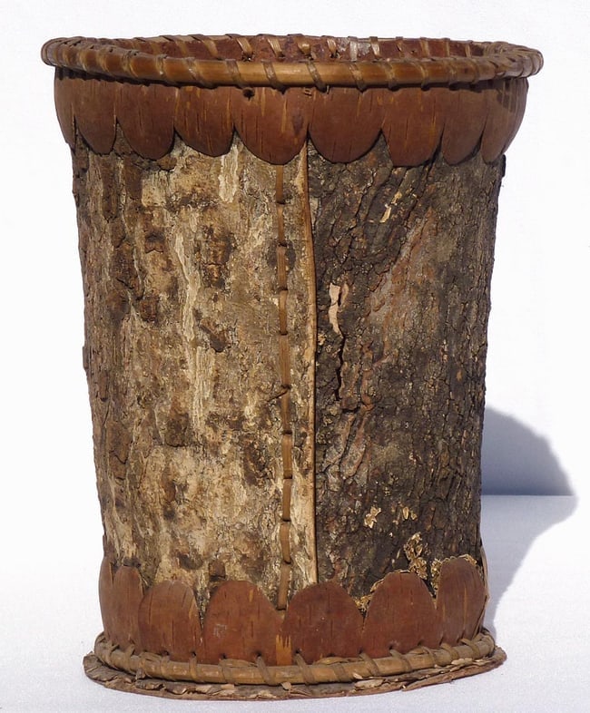 A birch bark vase, possibly made about the 1930's - 2