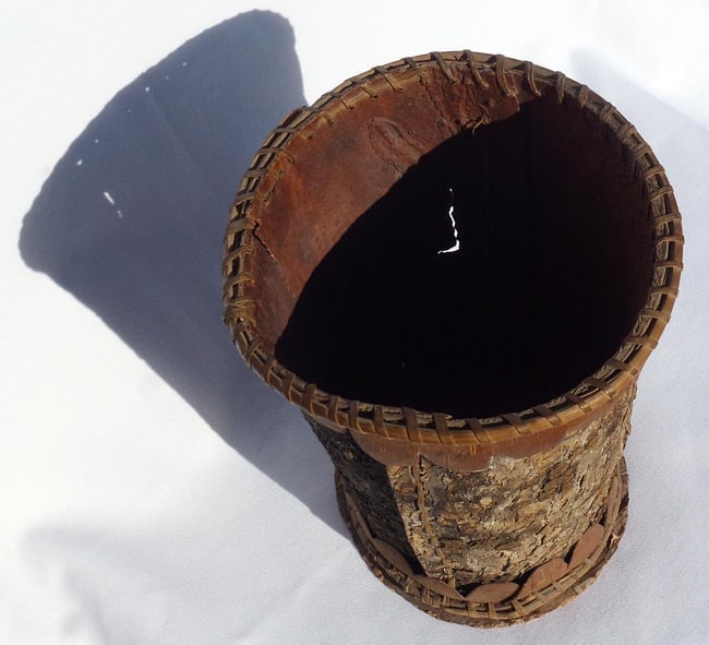 A birch bark vase, possibly made about the 1930's - 7