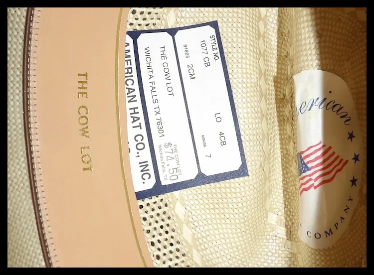 American Hat Company American Para Panama Straw Cowboy Hat Size 7 NOS - 6