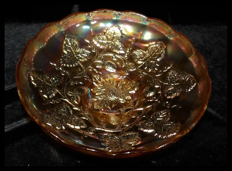 Rare Millersburg 8 1/4" Footed Strawberry Wreath Marigold Bowl - 3