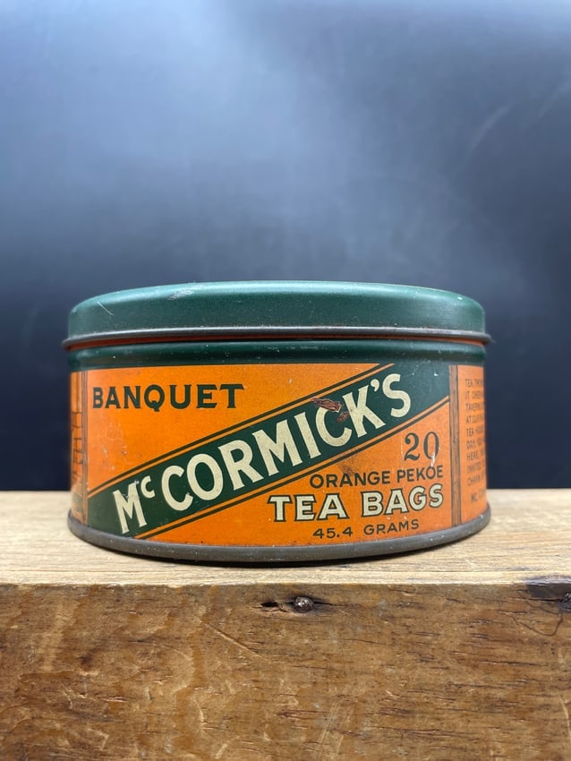 VINTAGE Antique McCormick Ye OLDE MCCORMICK TEA HOUSE Baltimore MD TIN CAN C1930's - 5