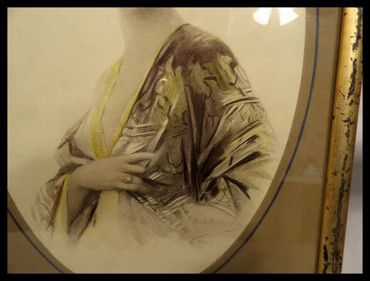 Antique Hand Colored Lithograph of Woman - 5