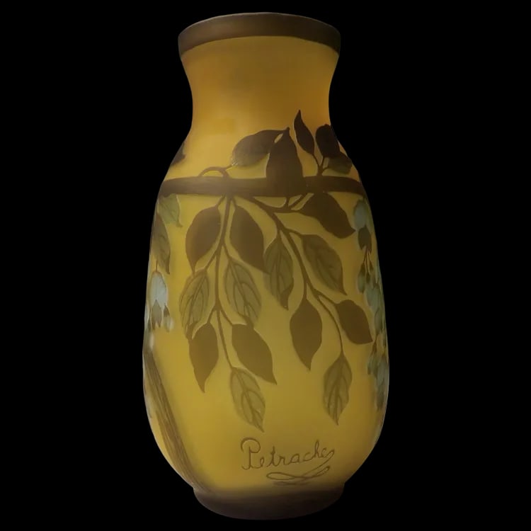 Petrache Frosted Romanian Cameo Glass Vase
