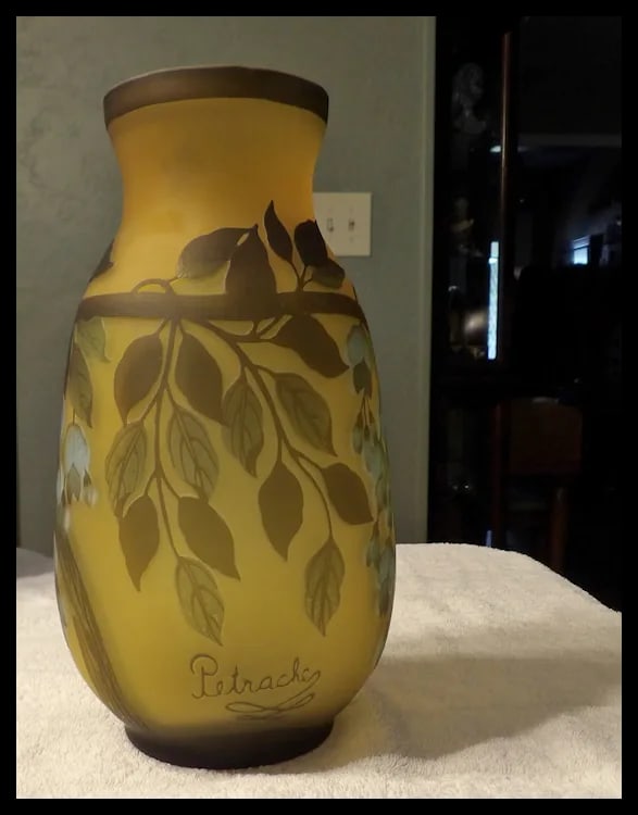 Petrache Frosted Romanian Cameo Glass Vase - 2