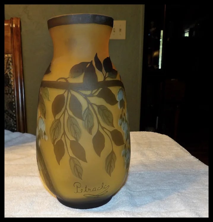 Petrache Frosted Romanian Cameo Glass Vase - 3