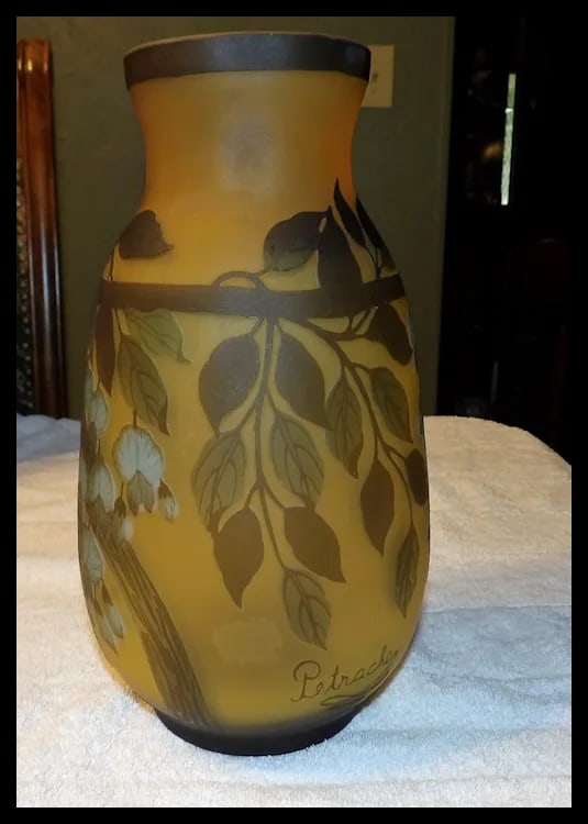 Petrache Frosted Romanian Cameo Glass Vase - 8