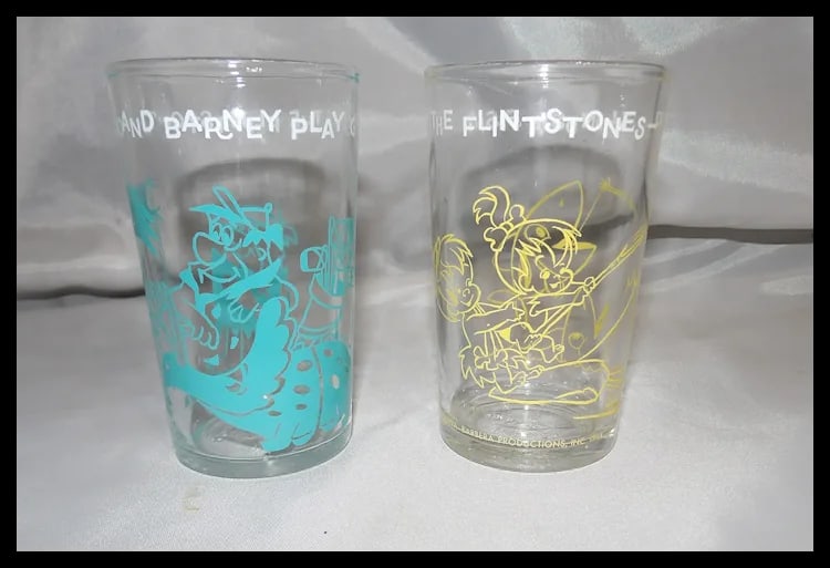 1960's Hanna-Barbera Flintstone Jelly Glasses - 2