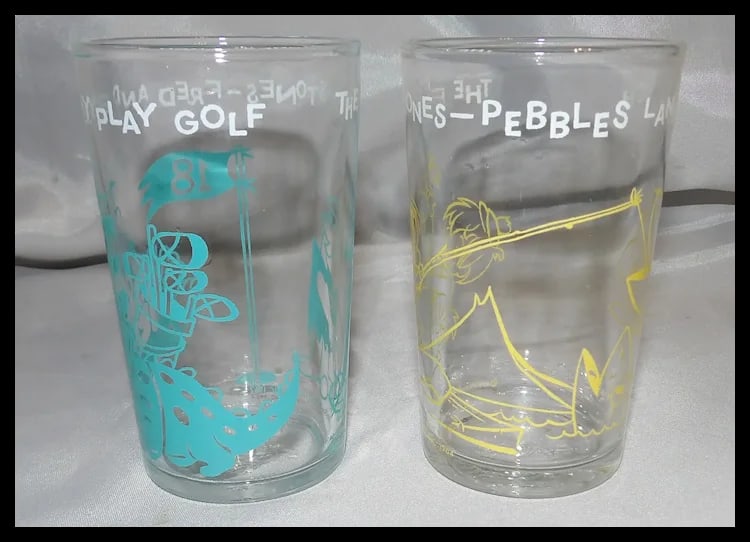 1960's Hanna-Barbera Flintstone Jelly Glasses - 4