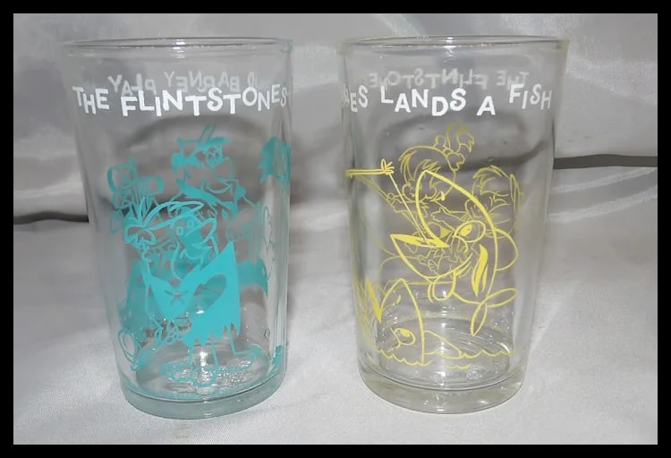 1960's Hanna-Barbera Flintstone Jelly Glasses - 5