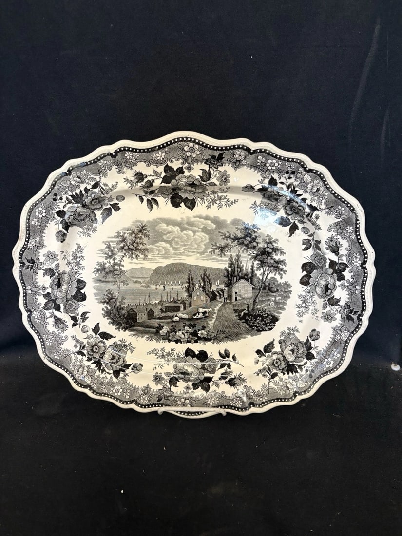 View Of Newburgh NY Historical Staffordshire Platter: It measures 17 5/8" x 14 1/2" and is marked. It has no chips, cracks or repairs Shipping: Domestic: Flat-rate of $15.00 to anywhere within the contiguous U.S. International: Foreign shipping rates