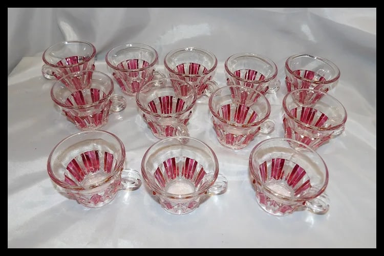Rare 1940s Punch Bowl 1005 Ruby Flash by INDIANA GLASS - 3