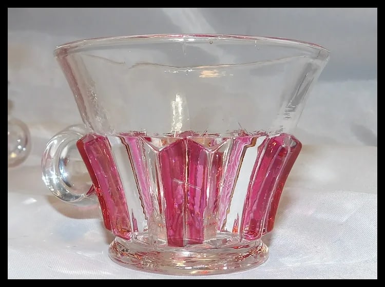 Rare 1940s Punch Bowl 1005 Ruby Flash by INDIANA GLASS - 7