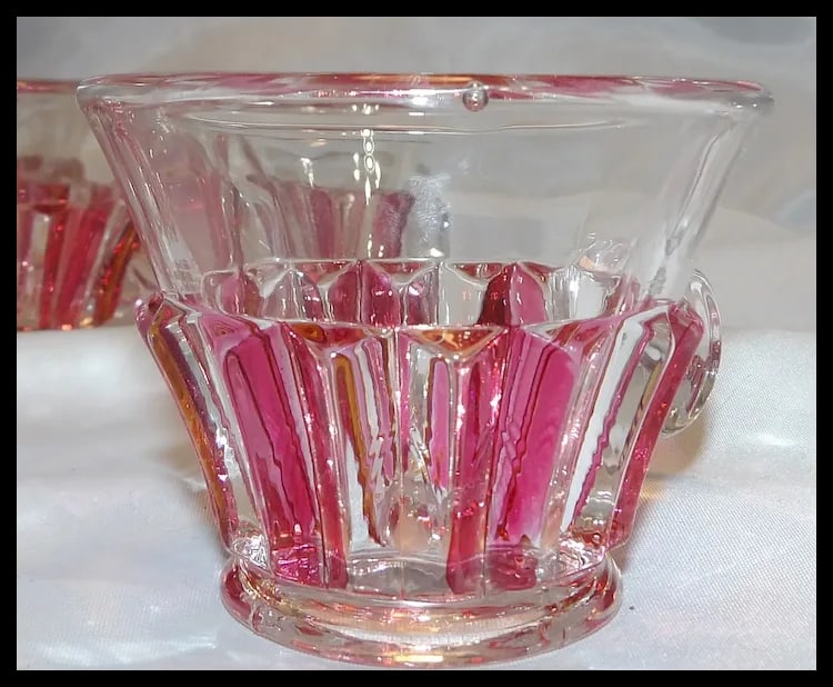 Rare 1940s Punch Bowl 1005 Ruby Flash by INDIANA GLASS - 9