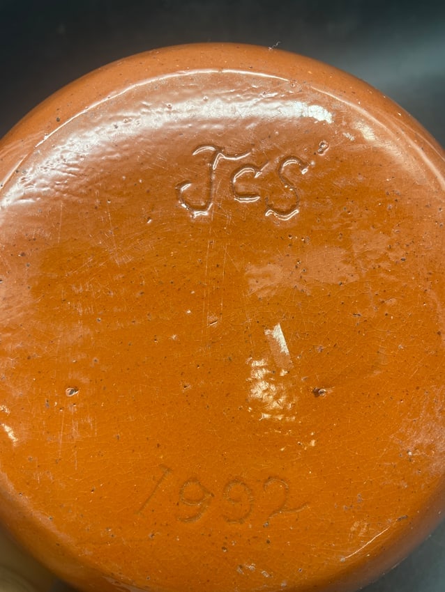 James Seagreaves JCS Glazed Redware Pottery PA Dutch Bowl - 3