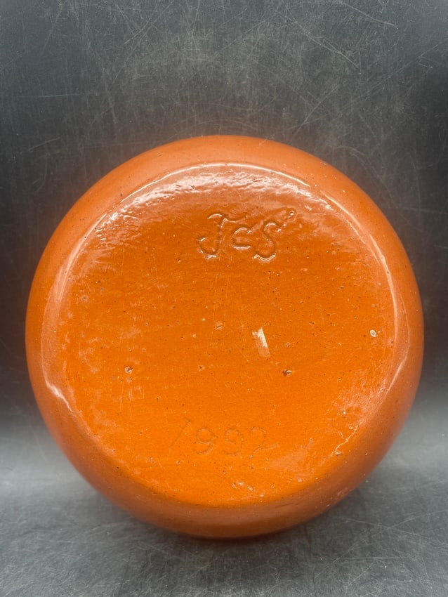 James Seagreaves JCS Glazed Redware Pottery PA Dutch Bowl - 6