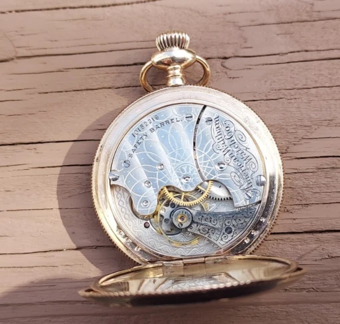 Pocket Watch Waltham Hunting Case Gold Filled Engraved Coin Edge 1 5/16 dia - 4