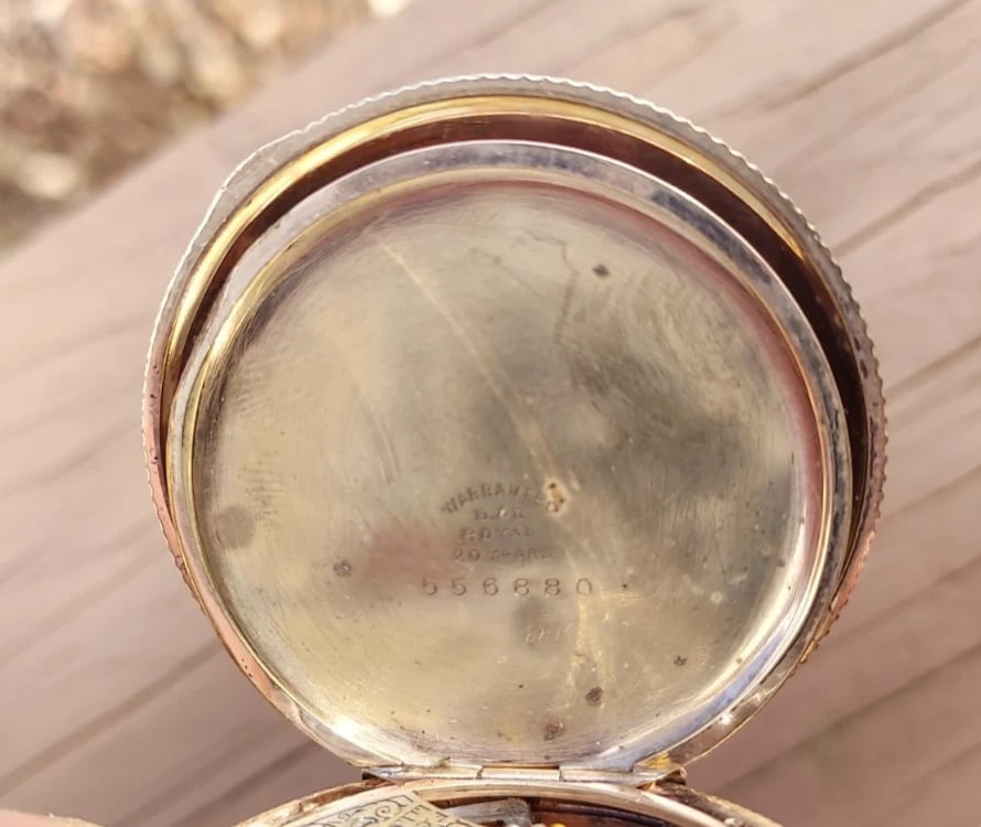 Pocket Watch Waltham Hunting Case Gold Filled Engraved Coin Edge 1 5/16 dia - 5