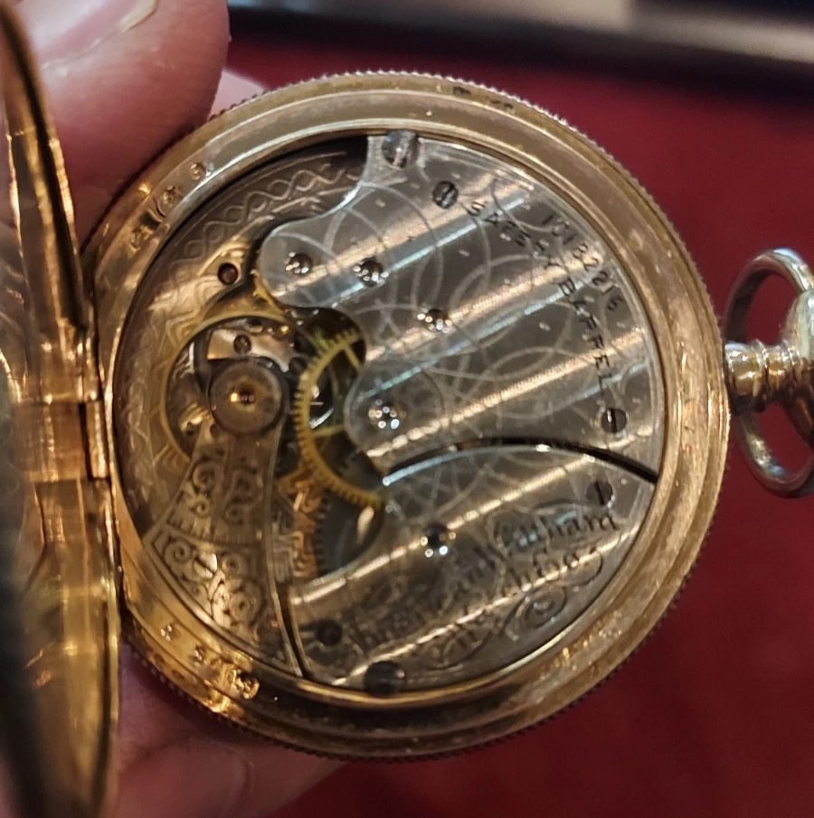 Pocket Watch Waltham Hunting Case Gold Filled Engraved Coin Edge 1 5/16 dia - 6